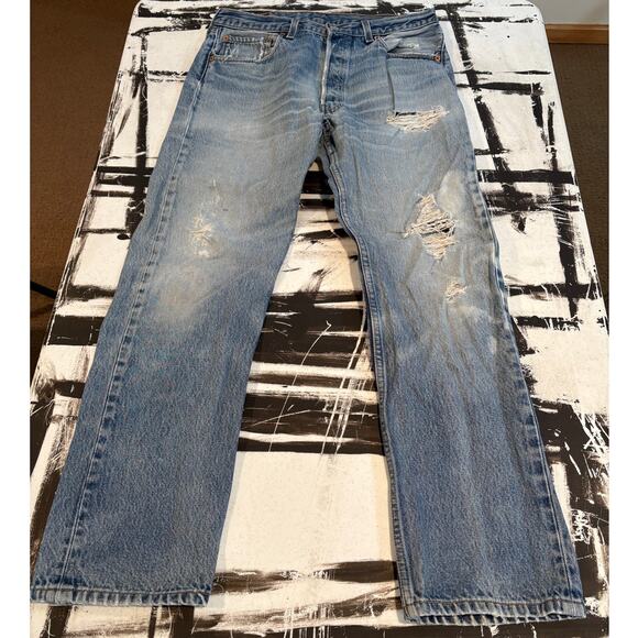 Vintage Levi's 501xx Jeans Mens 34x33 (32x29) 90s Made in USA Faded Distressed